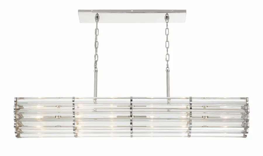 Architectural Linear Chandelier with Designer Lucite Detail - Image 4
