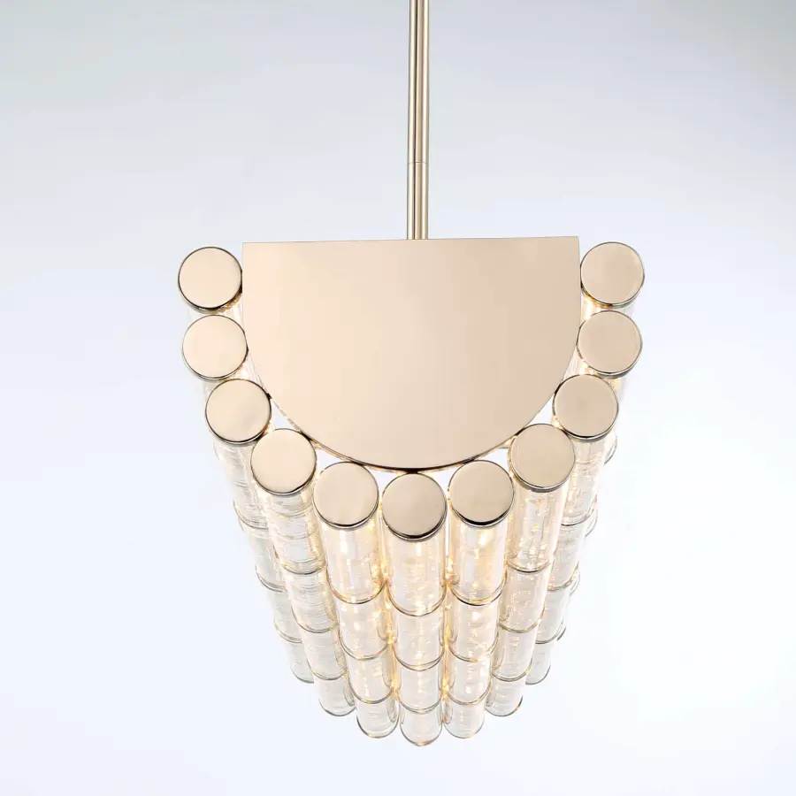 Architectural Linear Chandelier with Designer Lucite Detail - Image 5
