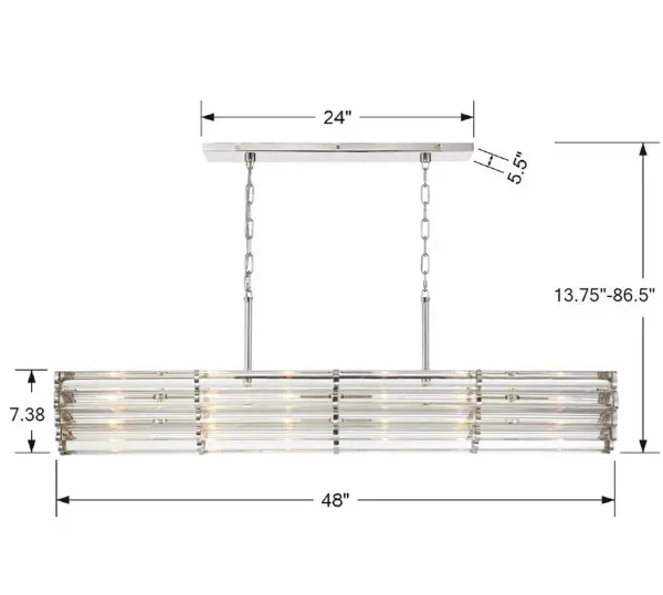 Architectural Linear Chandelier with Designer Lucite Detail - Image 6