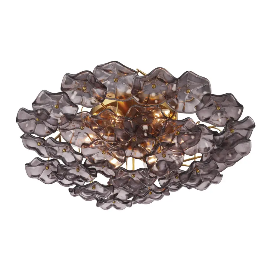 Esme 22.5" Semi Flush Mount in Aged Brass with Blue Glass - Image 11