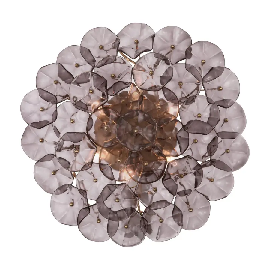 Esme 22.5" Semi Flush Mount in Aged Brass with Blue Glass - Image 12