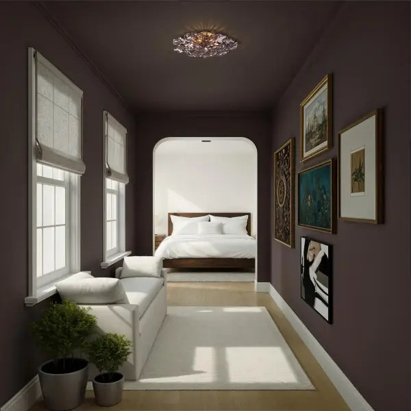 Esme 22.5" Semi Flush Mount in Aged Brass with Blue Glass - Image 13