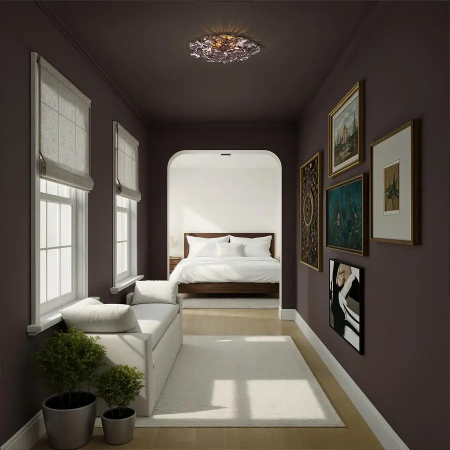 Esme 22.5" Semi Flush Mount in Aged Brass with Blue Glass - Image 13