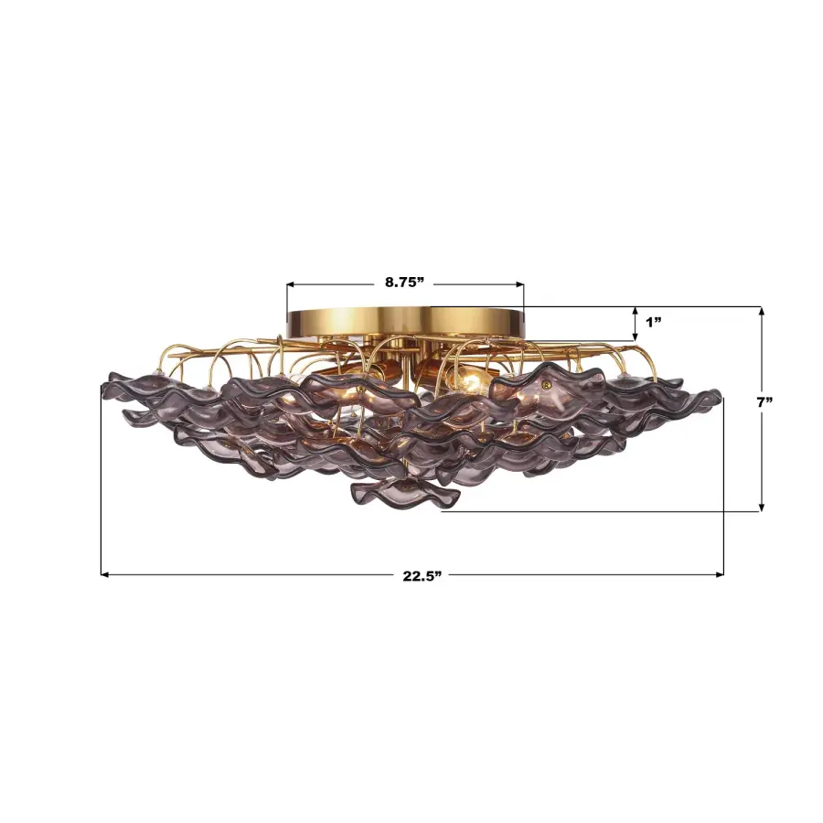Esme 22.5" Semi Flush Mount in Aged Brass with Blue Glass - Image 15