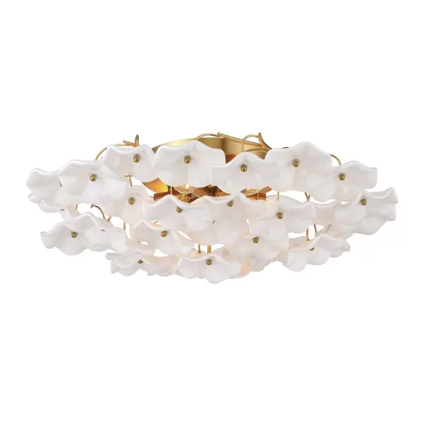 Esme 22.5" Semi Flush Mount in Aged Brass with Blue Glass - Image 16