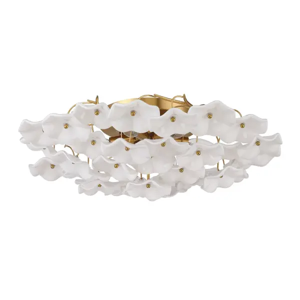 Esme 22.5" Semi Flush Mount in Aged Brass with Blue Glass - Image 17