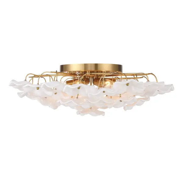 Esme 22.5" Semi Flush Mount in Aged Brass with Blue Glass - Image 18