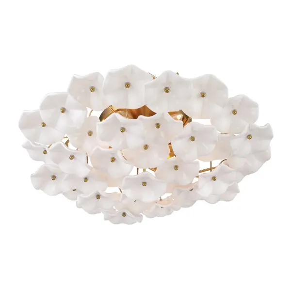 Esme 22.5" Semi Flush Mount in Aged Brass with Blue Glass - Image 19