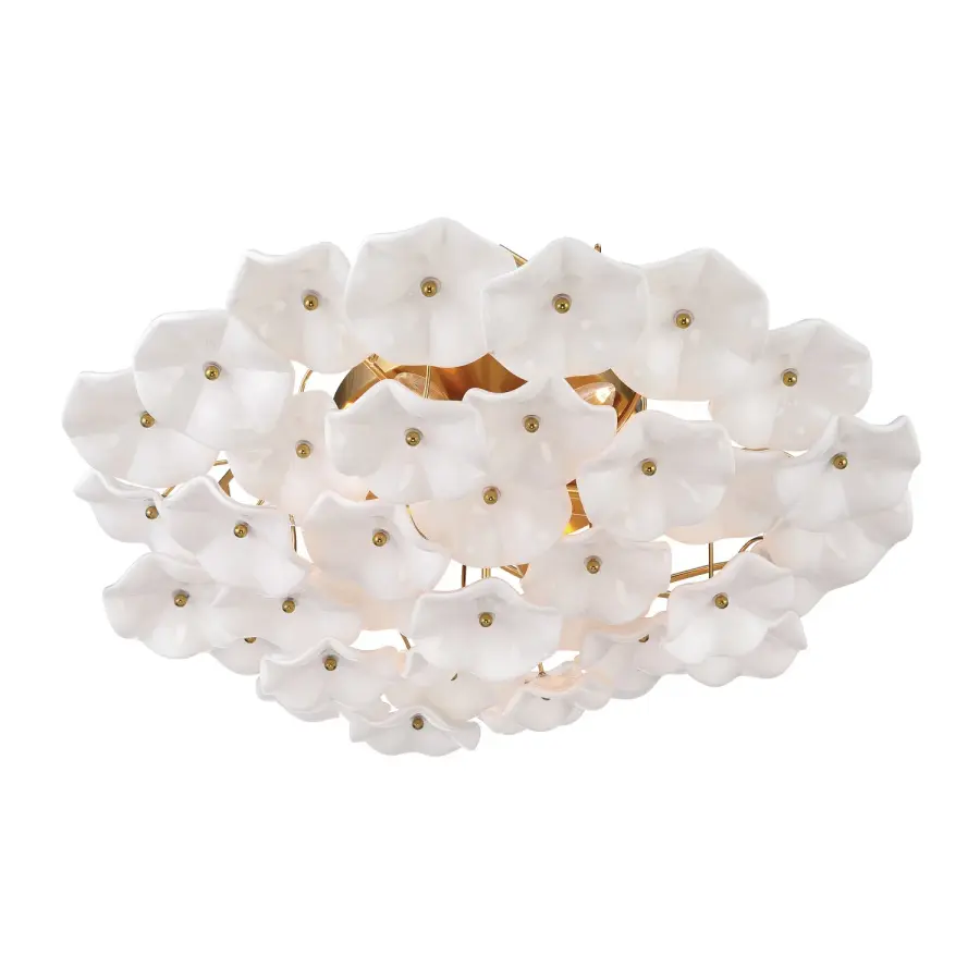 Esme 22.5" Semi Flush Mount in Aged Brass with Blue Glass - Image 19