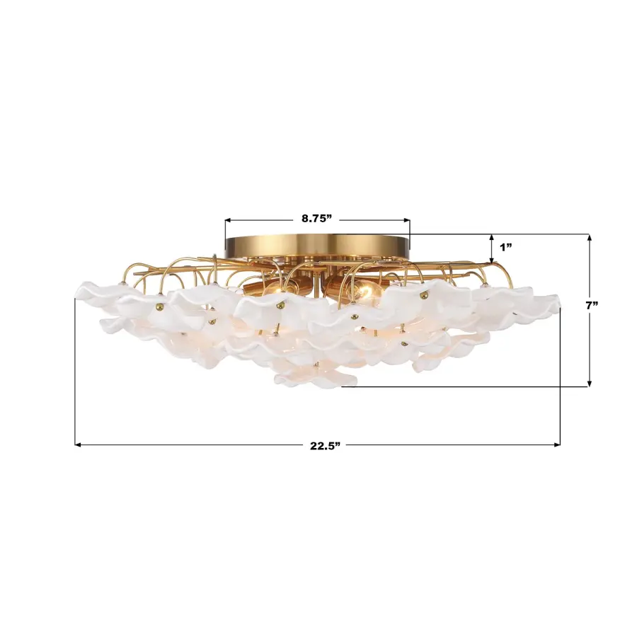 Esme 22.5" Semi Flush Mount in Aged Brass with Blue Glass - Image 22