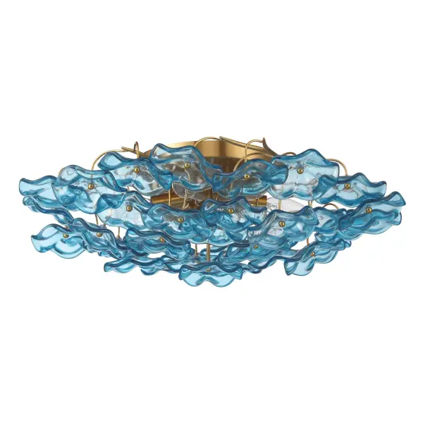 Esme 22.5" Semi Flush Mount in Aged Brass with Blue Glass - Image 24