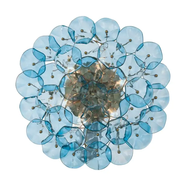 Esme 22.5" Semi Flush Mount in Aged Brass with Blue Glass - Image 27