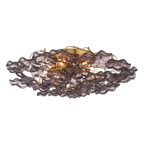 Esme 22.5" Semi Flush Mount in Aged Brass with Blue Glass - Image 8