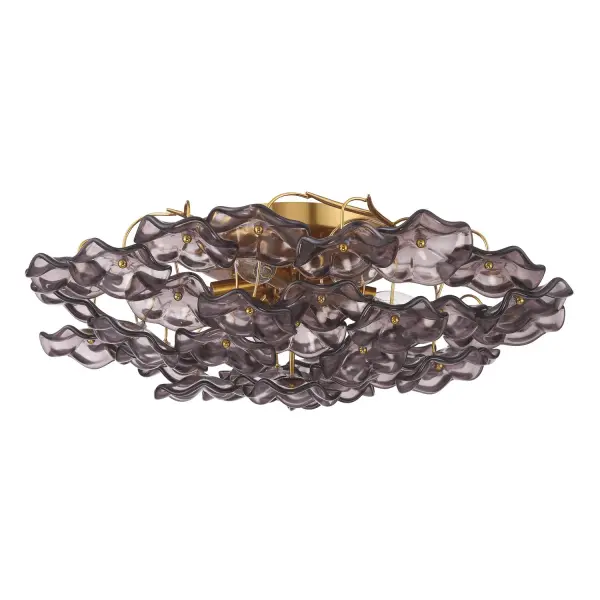 Esme 22.5" Semi Flush Mount in Aged Brass with Blue Glass - Image 9