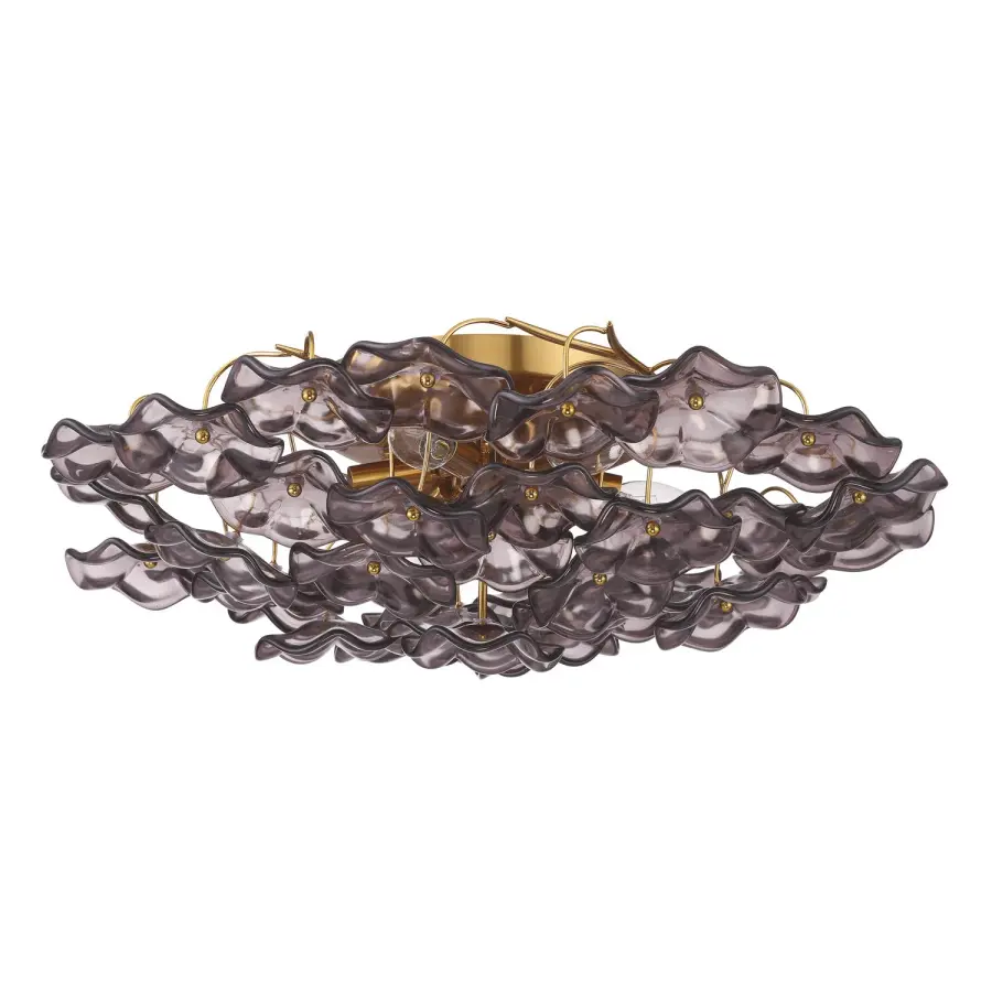 Esme 22.5" Semi Flush Mount in Aged Brass with Blue Glass - Image 9