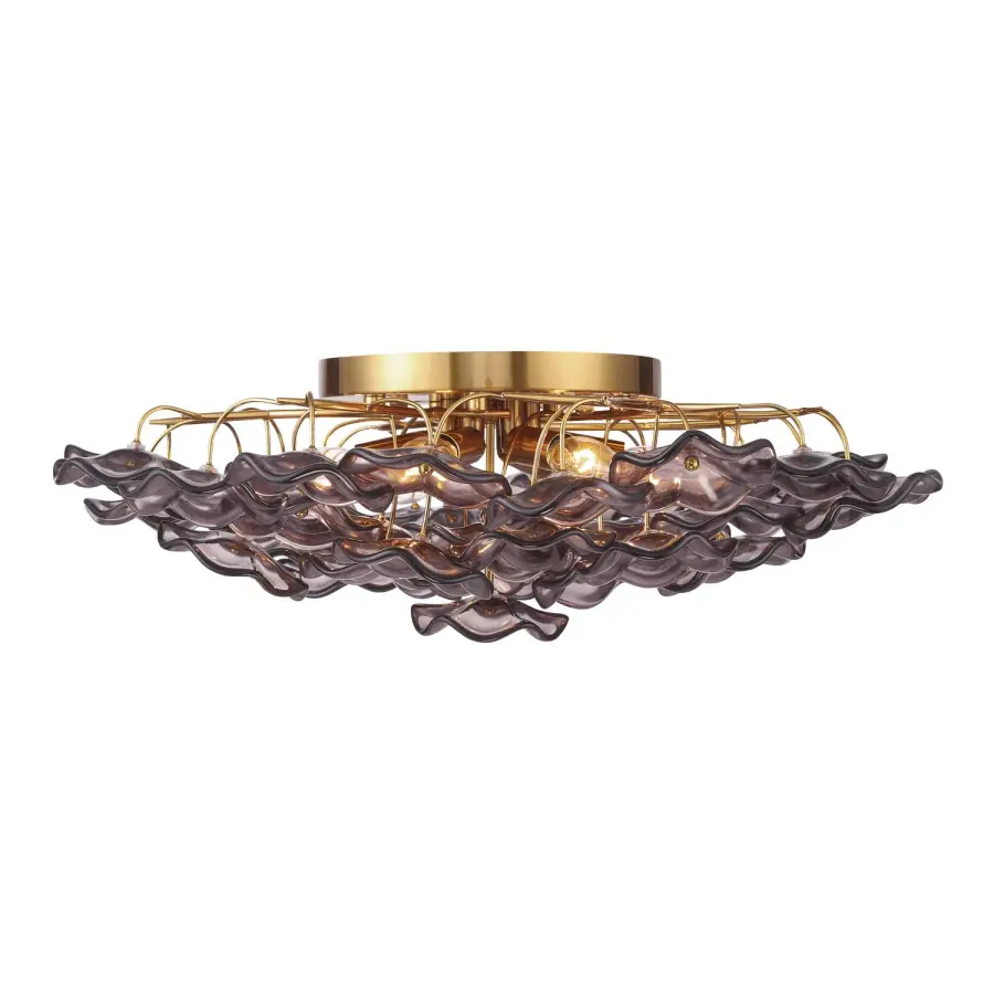 Esme 22.5" Semi Flush Mount in Aged Brass with Blue Glass - Image 10