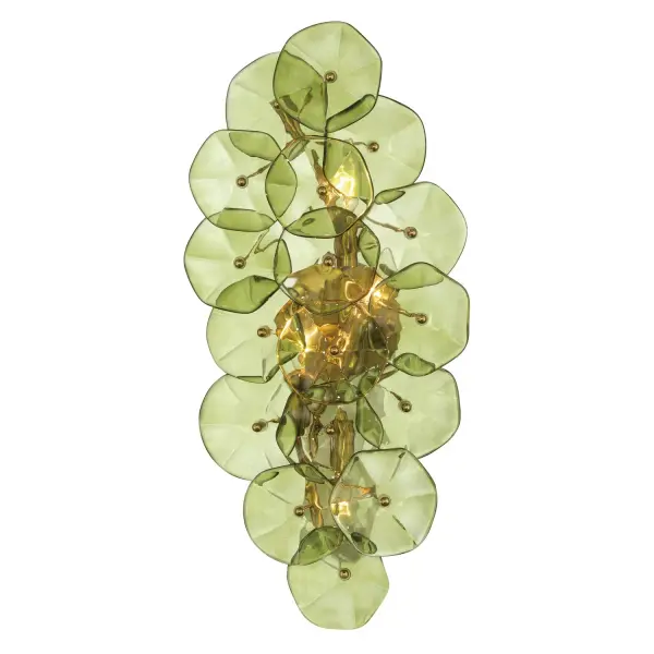 Esme 23" Sconce in Aged Brass with Blue Glass - Image 3
