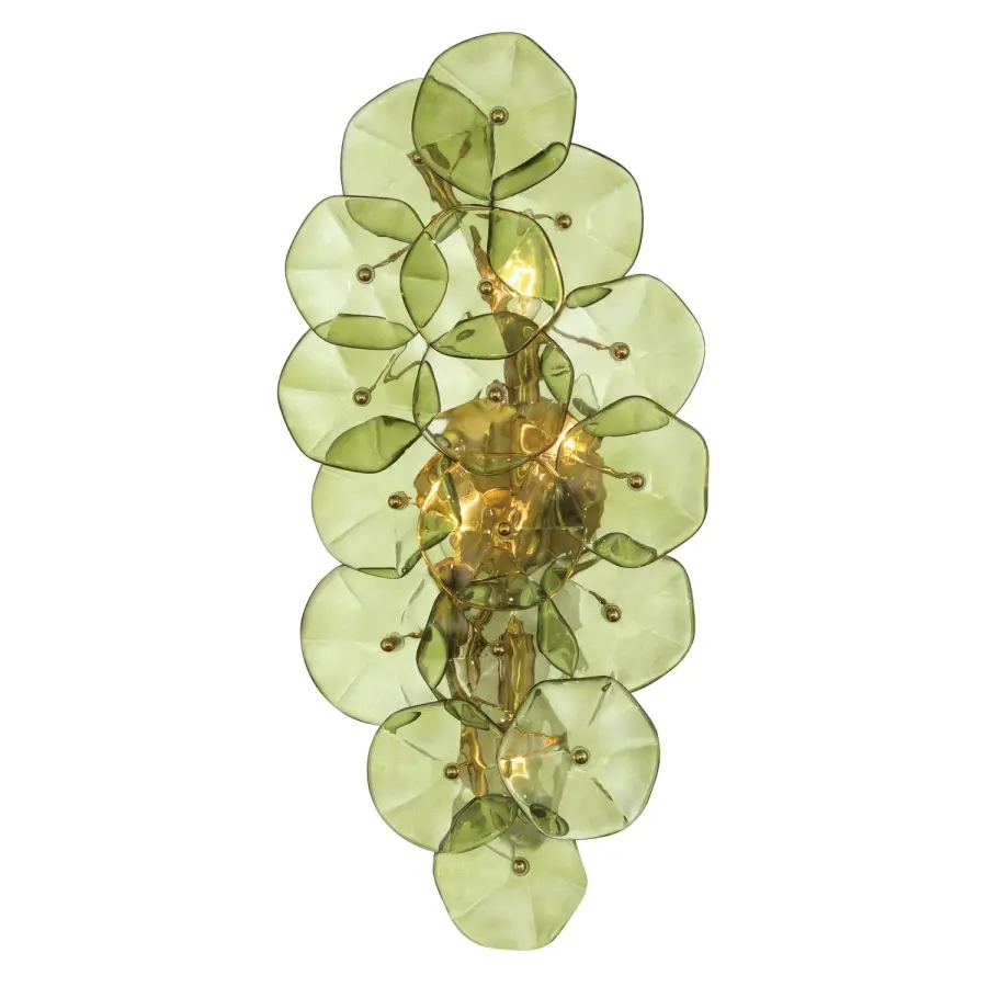 Esme 23" Sconce in Aged Brass with Blue Glass - Image 3