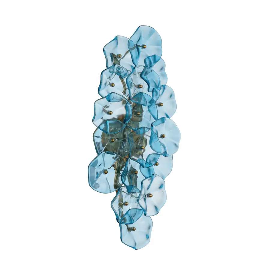 Esme 23" Sconce in Aged Brass with Blue Glass - Image 23