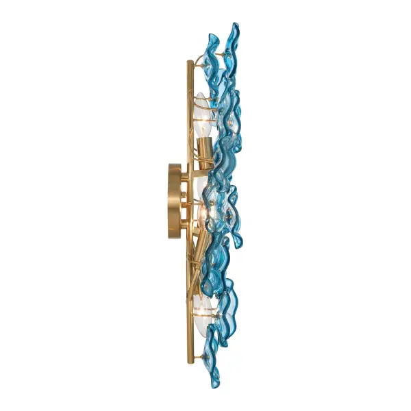 Esme 23" Sconce in Aged Brass with Blue Glass - Image 25