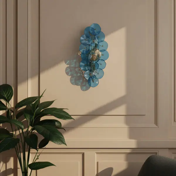 Esme 23" Sconce in Aged Brass with Blue Glass - Image 27