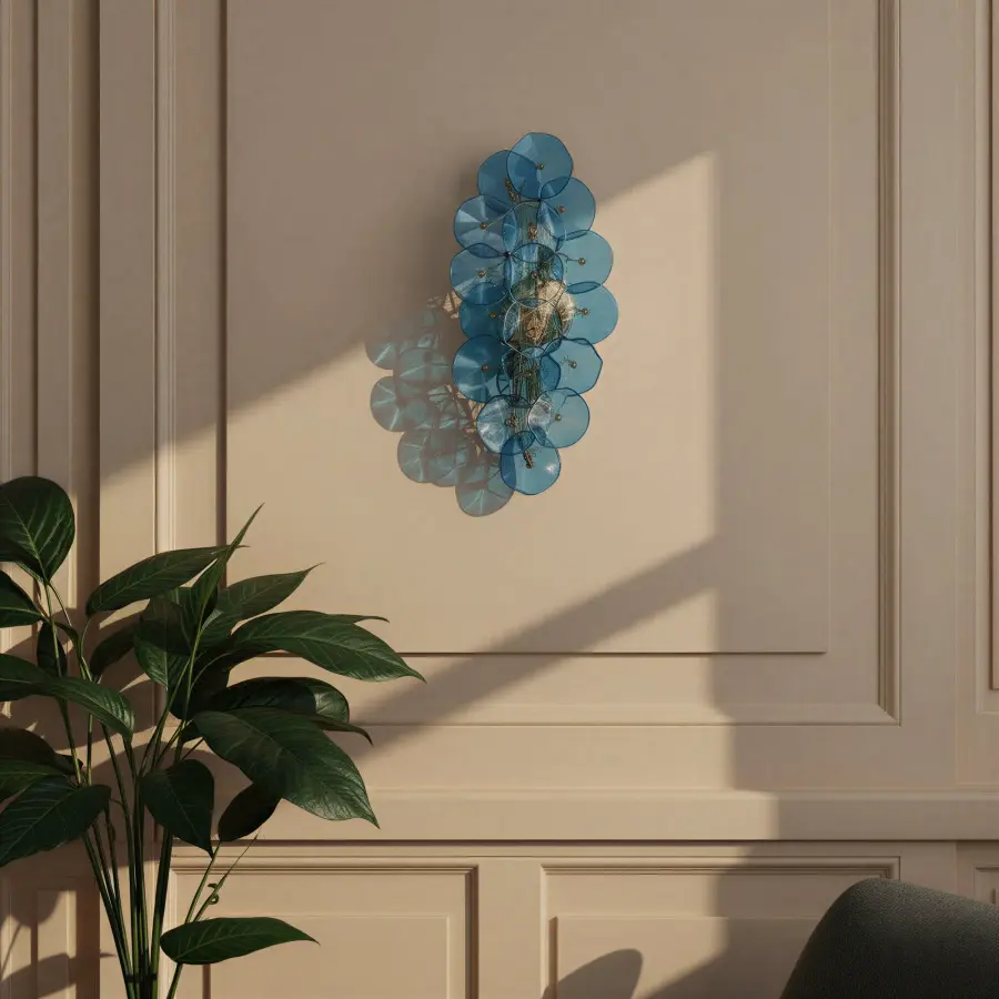 Esme 23" Sconce in Aged Brass with Blue Glass - Image 27