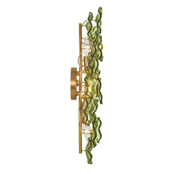 Esme 23" Sconce in Aged Brass with Blue Glass - Image 4