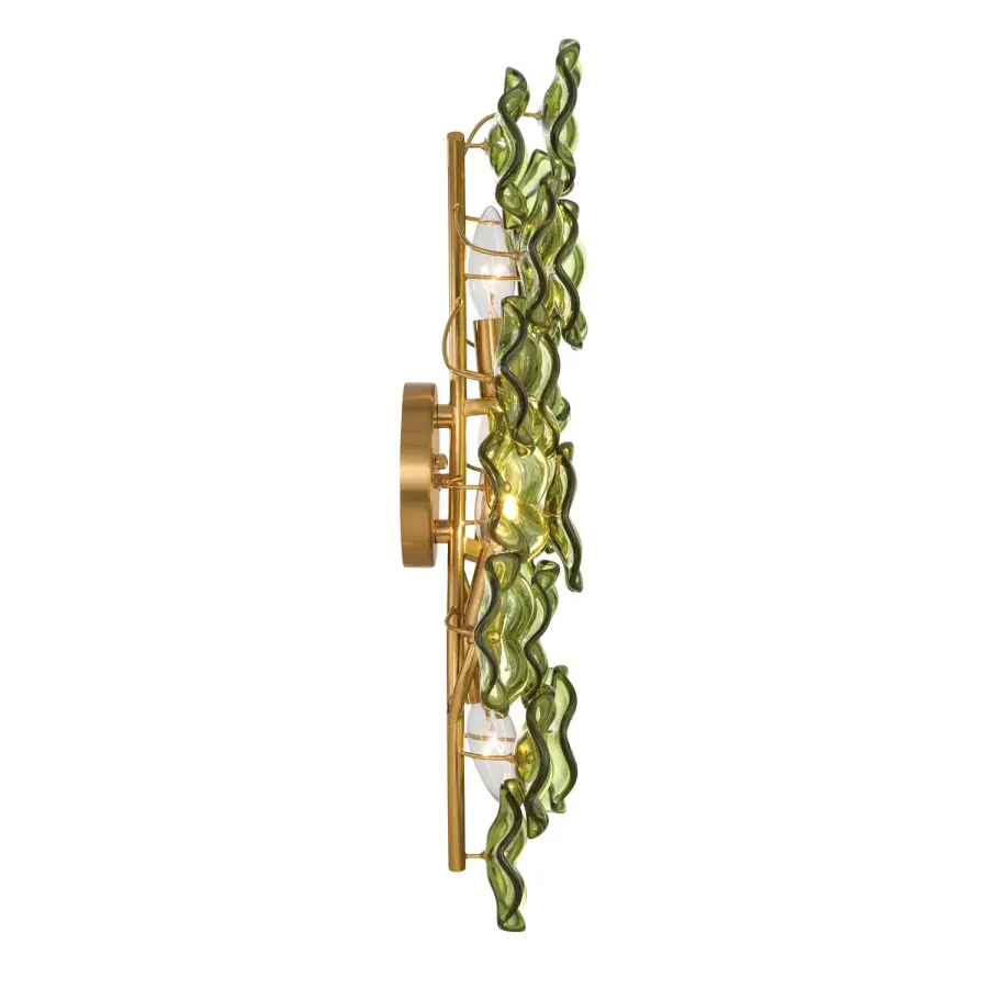 Esme 23" Sconce in Aged Brass with Blue Glass - Image 4
