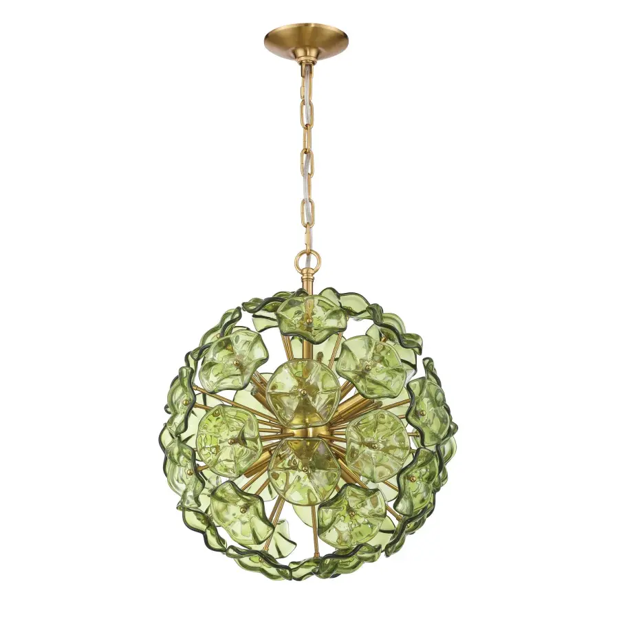 Esme 18.25" Chandelier in Aged Brass with Blue Glass - Image 2