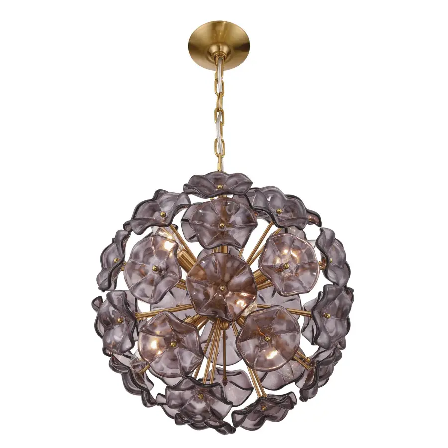 Esme 18.25" Chandelier in Aged Brass with Blue Glass - Image 11