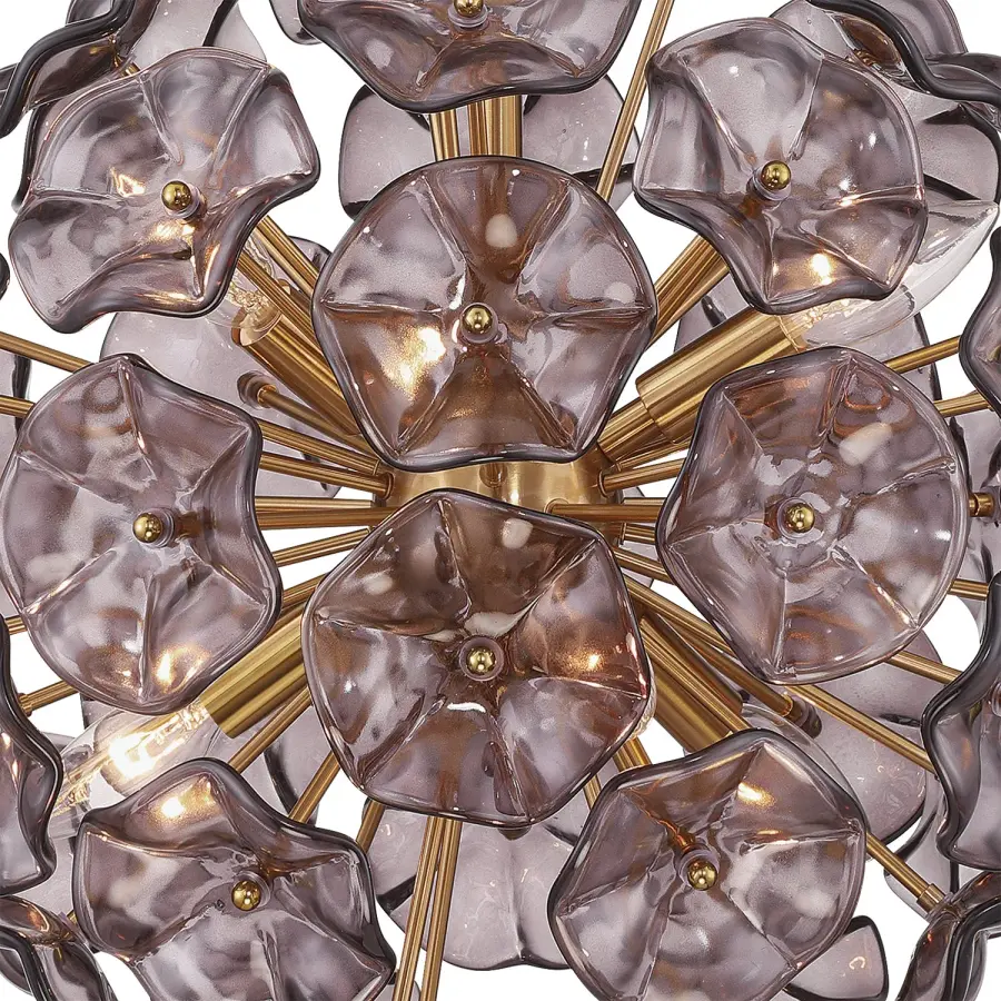 Esme 18.25" Chandelier in Aged Brass with Blue Glass - Image 12