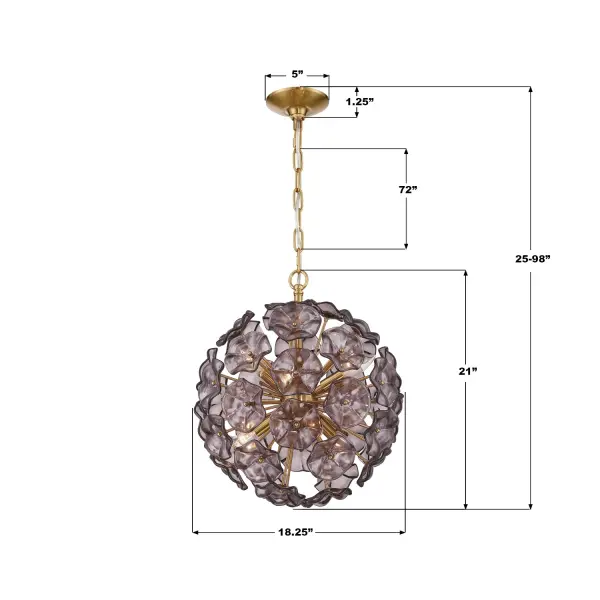 Esme 18.25" Chandelier in Aged Brass with Blue Glass - Image 14
