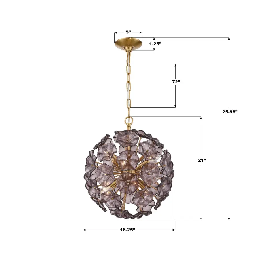 Esme 18.25" Chandelier in Aged Brass with Blue Glass - Image 14