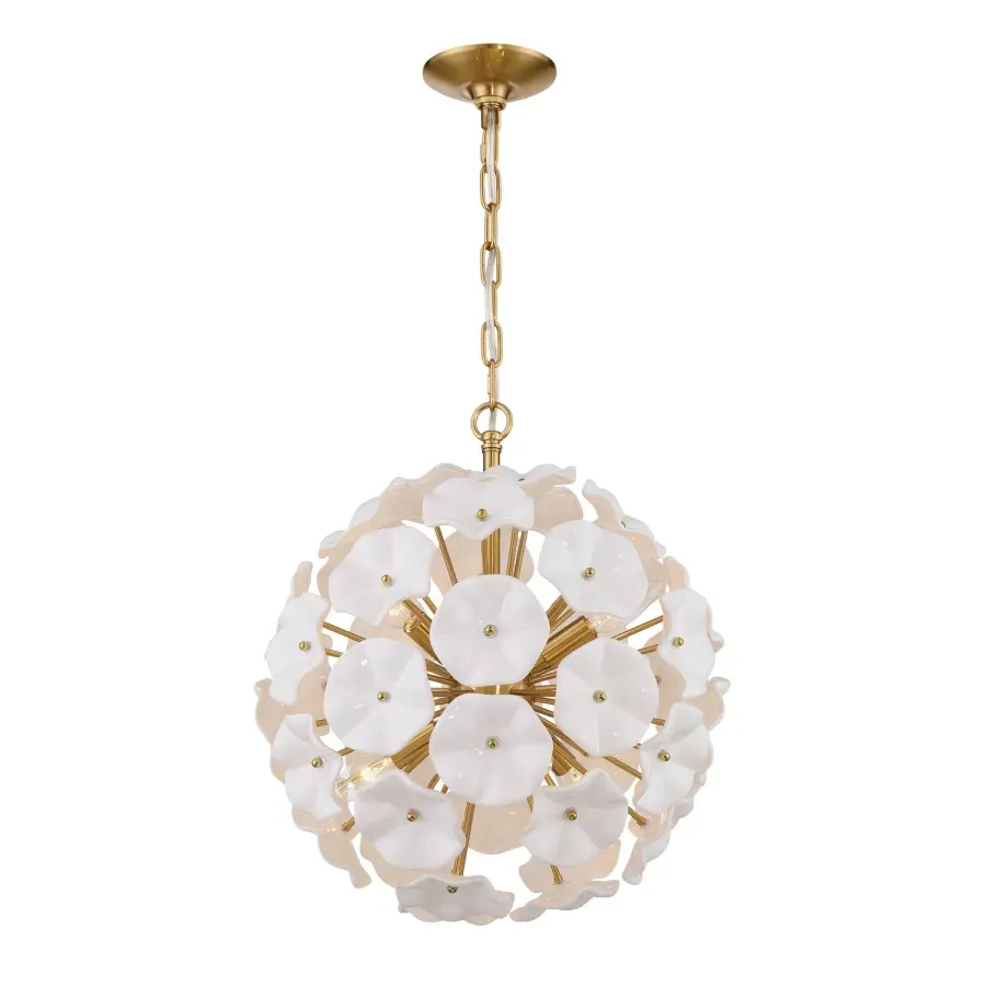 Esme 18.25" Chandelier in Aged Brass with Blue Glass - Image 15