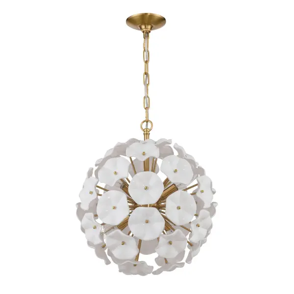 Esme 18.25" Chandelier in Aged Brass with Blue Glass - Image 16