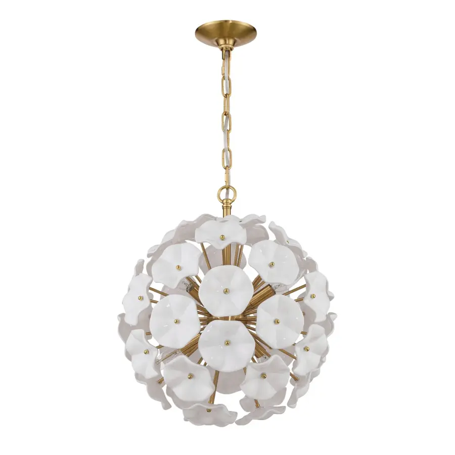 Esme 18.25" Chandelier in Aged Brass with Blue Glass - Image 16