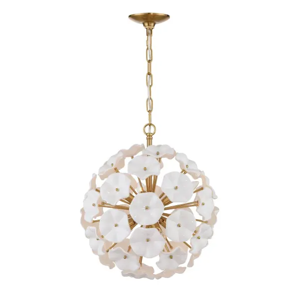 Esme 18.25" Chandelier in Aged Brass with Blue Glass - Image 17