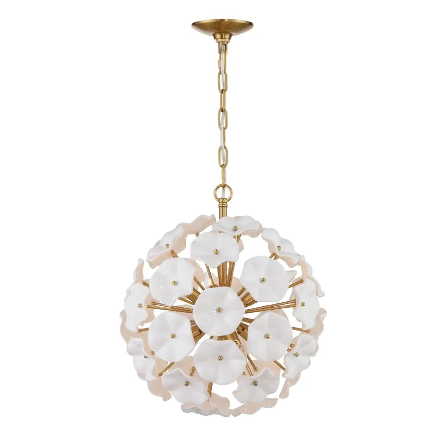Esme 18.25" Chandelier in Aged Brass with Blue Glass - Image 17