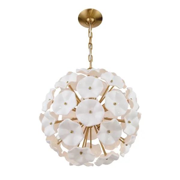 Esme 18.25" Chandelier in Aged Brass with Blue Glass - Image 18