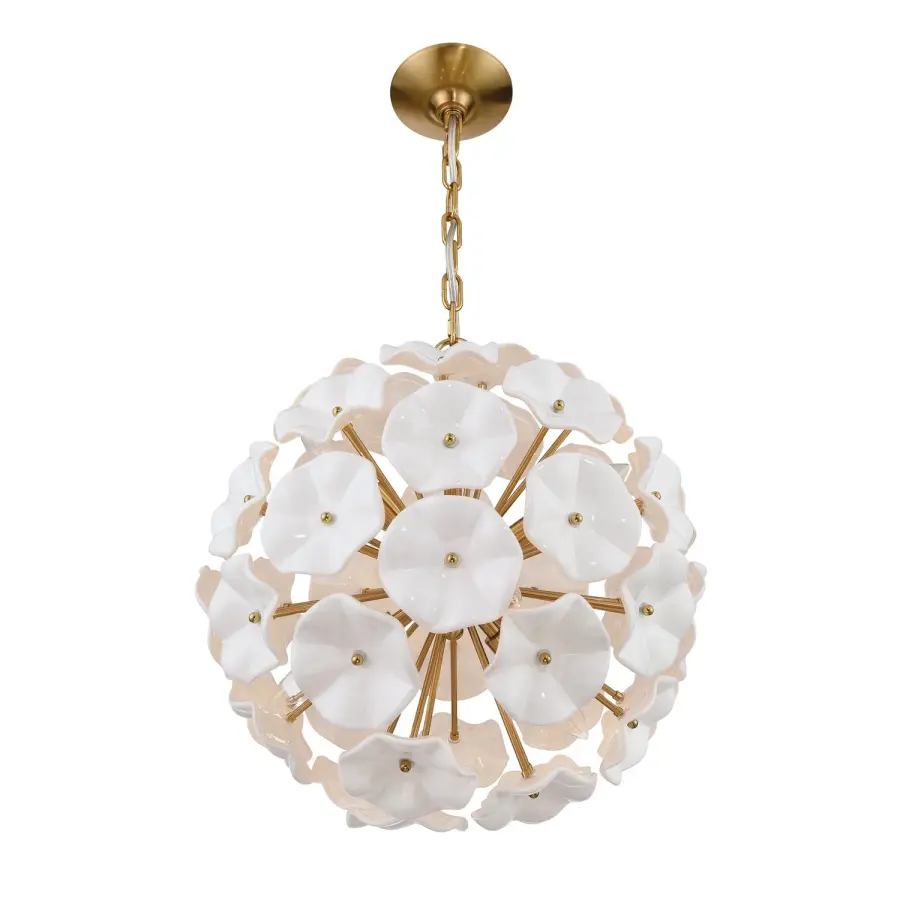 Esme 18.25" Chandelier in Aged Brass with Blue Glass - Image 18