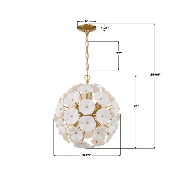 Esme 18.25" Chandelier in Aged Brass with Blue Glass - Image 21