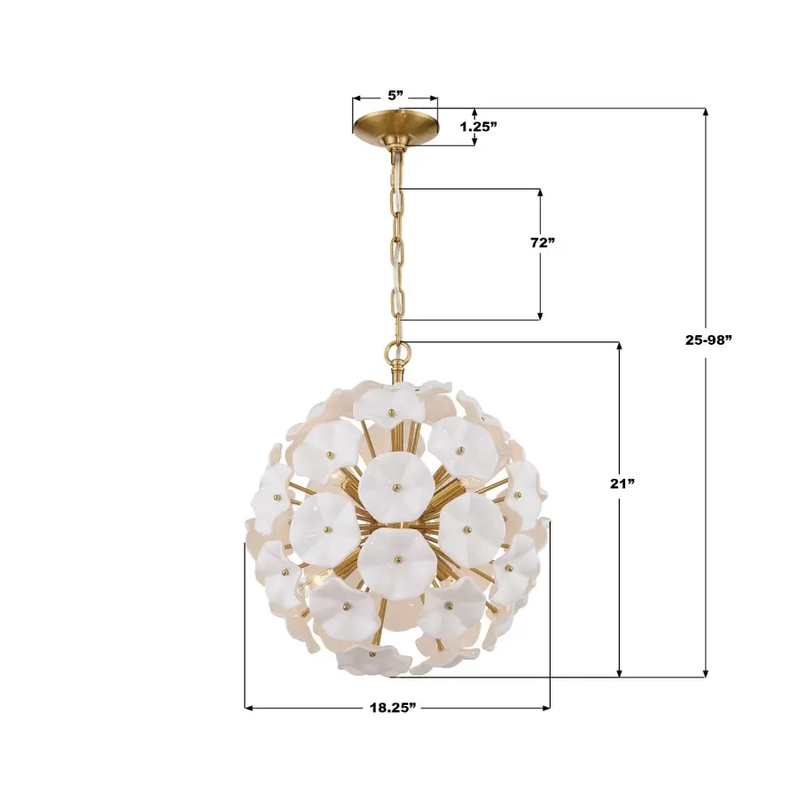Esme 18.25" Chandelier in Aged Brass with Blue Glass - Image 21