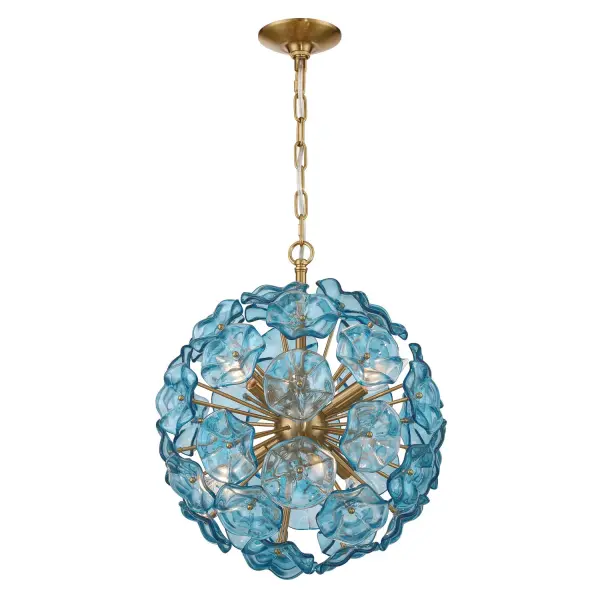 Esme 18.25" Chandelier in Aged Brass with Blue Glass - Image 22