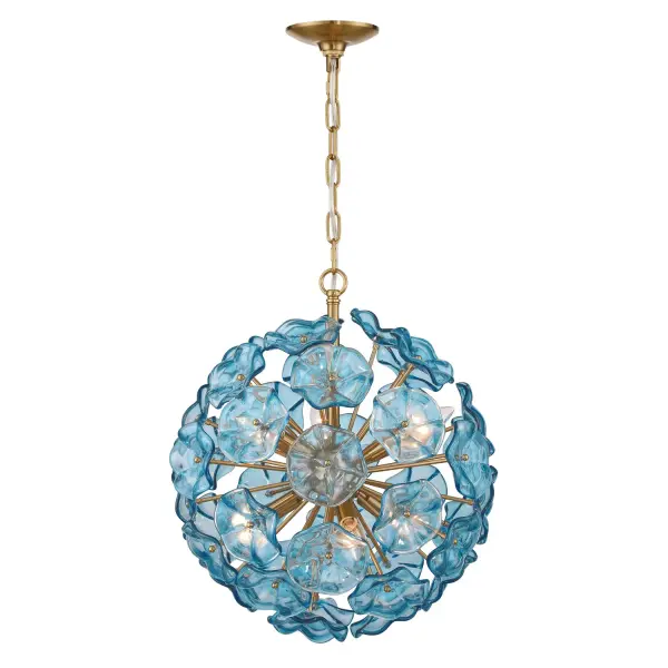 Esme 18.25" Chandelier in Aged Brass with Blue Glass - Image 24