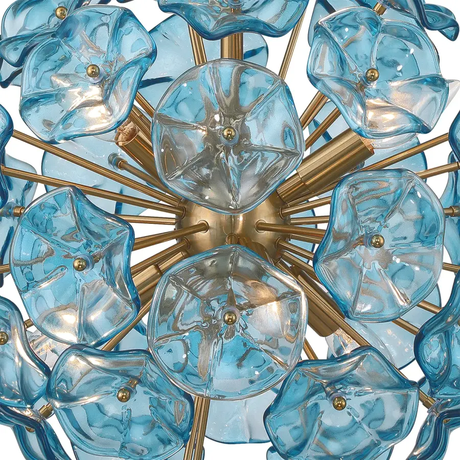 Esme 18.25" Chandelier in Aged Brass with Blue Glass - Image 26