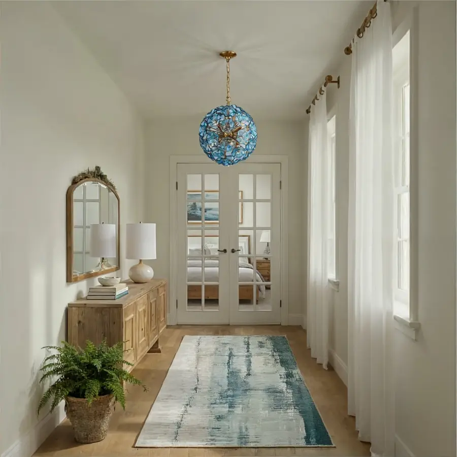 Esme 18.25" Chandelier in Aged Brass with Blue Glass - Image 27