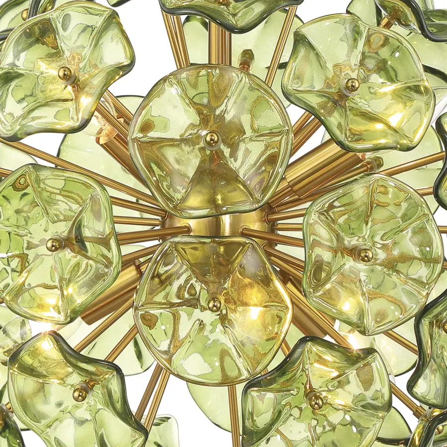 Esme 18.25" Chandelier in Aged Brass with Blue Glass - Image 5