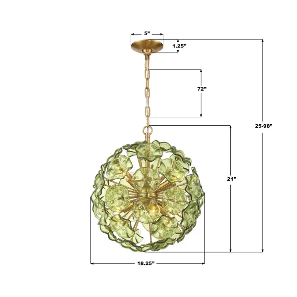 Esme 18.25" Chandelier in Aged Brass with Blue Glass - Image 7