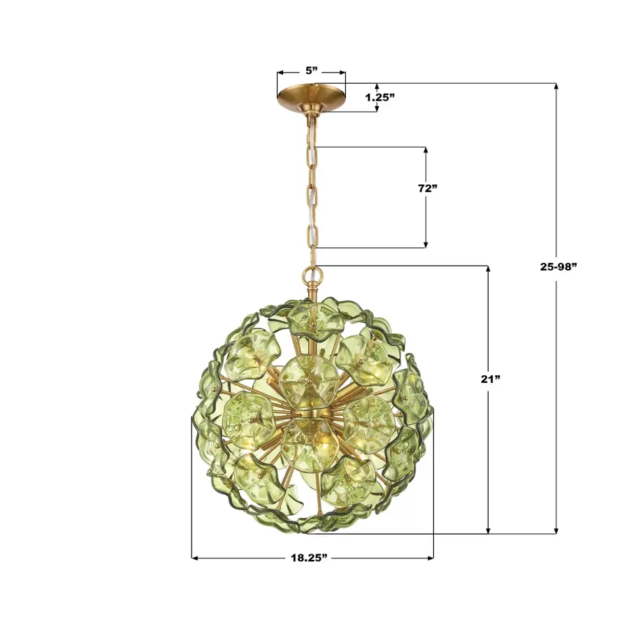 Esme 18.25" Chandelier in Aged Brass with Blue Glass - Image 7