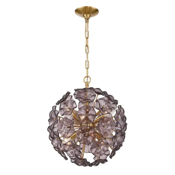Esme 18.25" Chandelier in Aged Brass with Blue Glass - Image 8